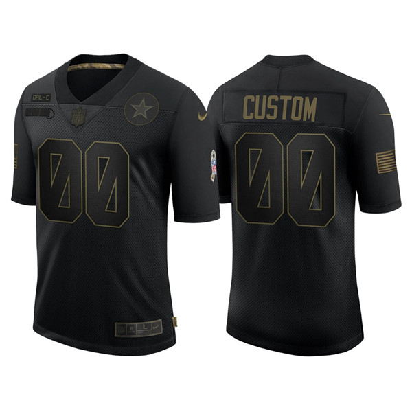 Men's Dallas Cowboys Customized 2020 Black Salute To Service Limited Stitched NFL Jersey (Check description if you want Women or Youth size)